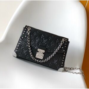 Louis Vuitton Black Crossbody Bag with Silver Chain